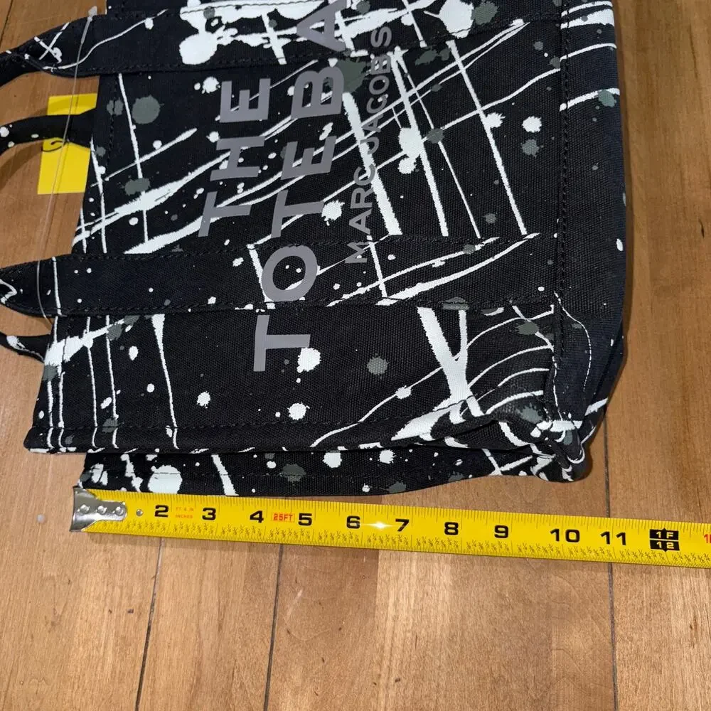 Marc Jacobs Canvas Splatter Medium The Tote Bag Black White Gray NWT